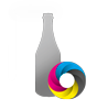 Wiederablösbare Klebefolie in Flasche-Form konturgeschnitten <br>einseitig 4/0-farbig bedruckt